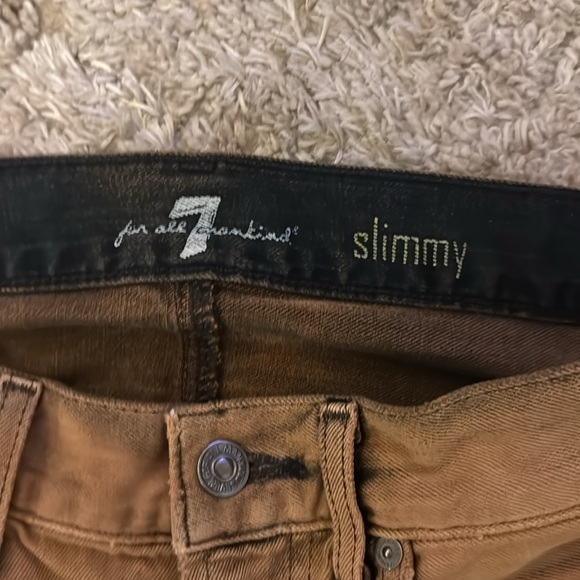 For All Mankind Jeans Mens 30 Orange Denim Cotton Blend Slimmy Pocket Made USA - Picture 2 of 5